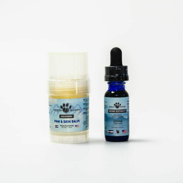 Earth Buddy’s Skin & Coat Support Pack with CBD paw balm and CBD oil for dogs & cats.