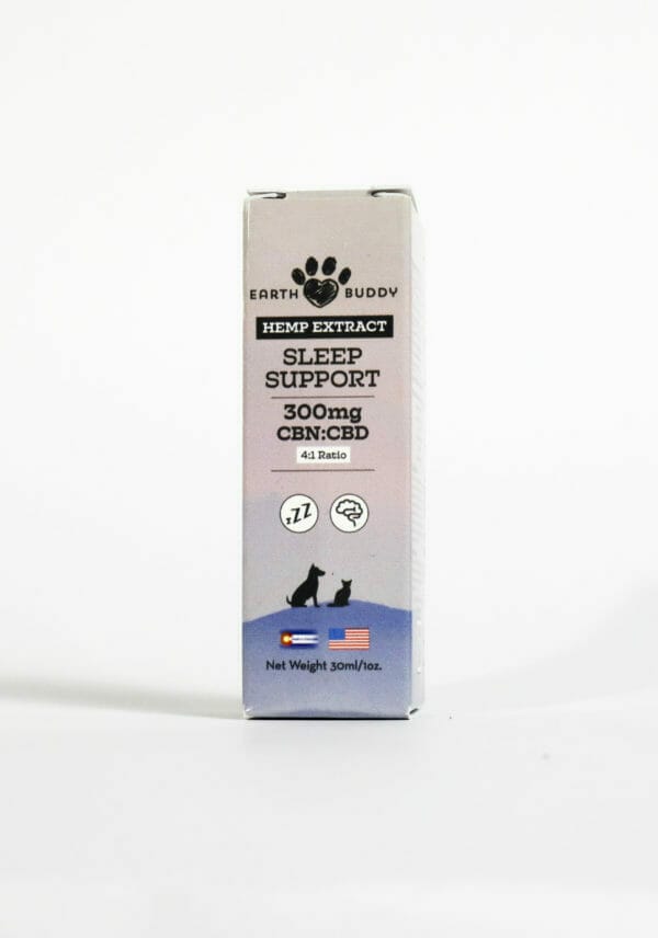 Earth Buddy's Sleep Support 300MG product that is a CBN oil sleep supplement for dogs and cats.