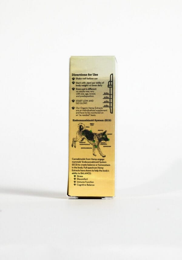 Outer packaging for Earth Buddy Cellular Support Hemp Extract 500mg-30ml for dogs and cats.