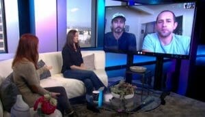 image of podcast hosts on a couch speaking to co-founder of earth buddy and founder of boulder hemp