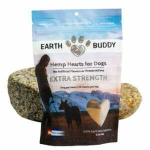 A bag of Earth Buddy CBD Dog Treats. Fitdogster reviews Earth Buddy here!