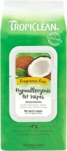 picture of tropiclean hypoallergenic pet wipes as recommended gifts for pet owners