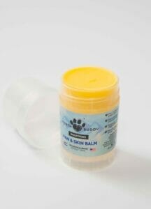 Earth Buddy 125mg CBD Paw and skin balm is a safe and edible option for cats suffering from dry paws. 